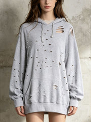 Distressed Oversized Pullover Hoodie