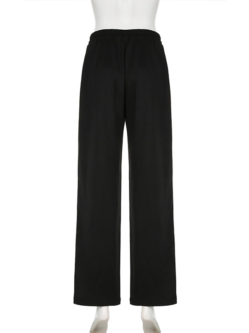 Contrast Side Seam Drawstring Waist Sports Pants