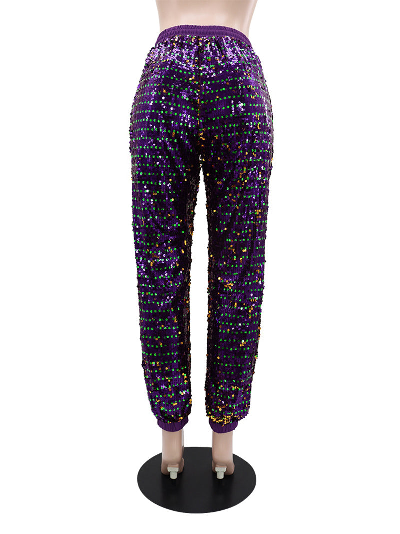 Fashion High Waist Sequin Jogger Pants