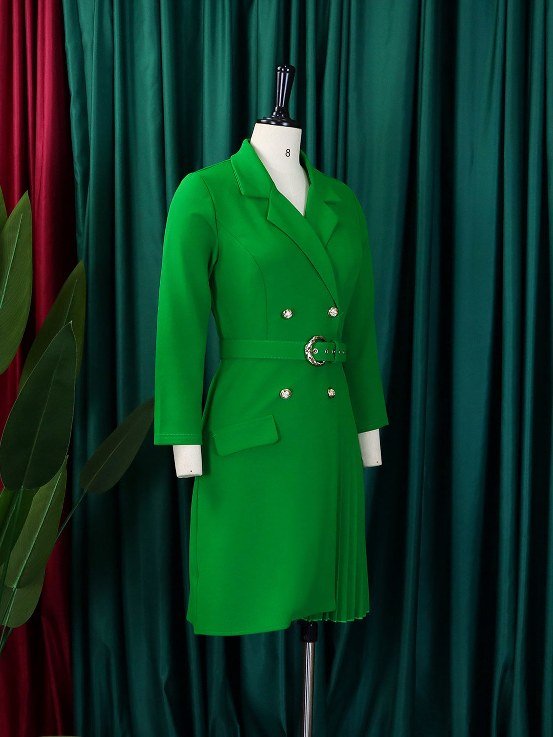 Fashion Cinched Waist Folding Stitching Blazer Dress