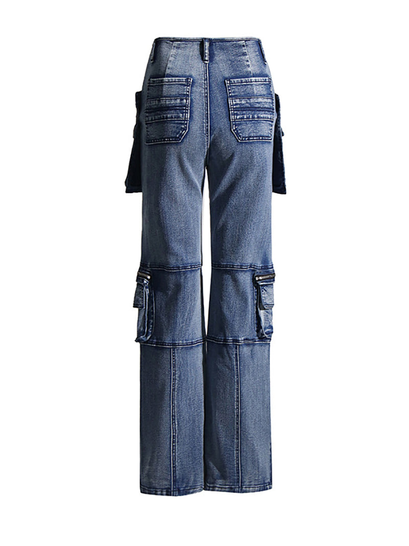 Fashion Multi-pocket Straight Jeans