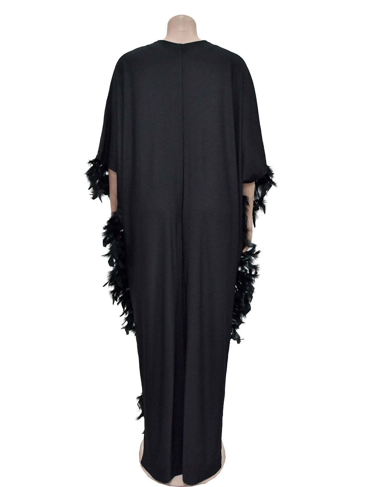 Fashion Loose Feather V-neck Maxi Dress