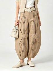 Belted Pleated Balloon Wide Leg Pants-boutique