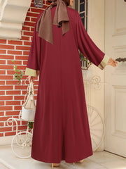 Round Neck Long Sleeve Loose Robe Maxi Dress