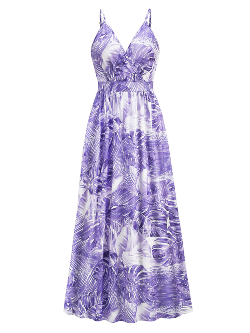 Sexy Spaghetti Strap Print Slim Maxi Dress
