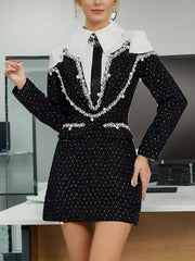 Fashion Sequin Beaded Slim Blazer Mini Dress