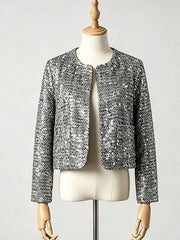 Sequin Panel Long Sleeve Cardigan-boutique