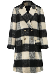 Plaid Peaked Lapel Wool-Blend Longline Coat