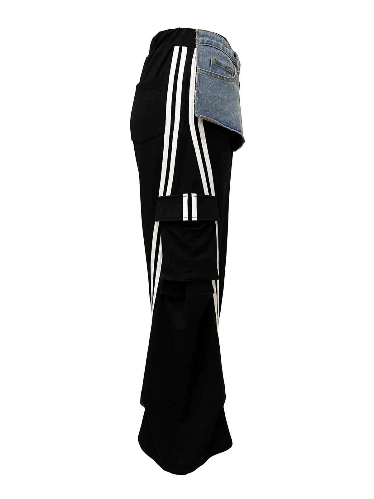 Denim Patchwork Sport Jogger Pants