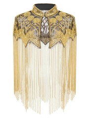 Sequin Beaded Fringe Evening Cape-boutique