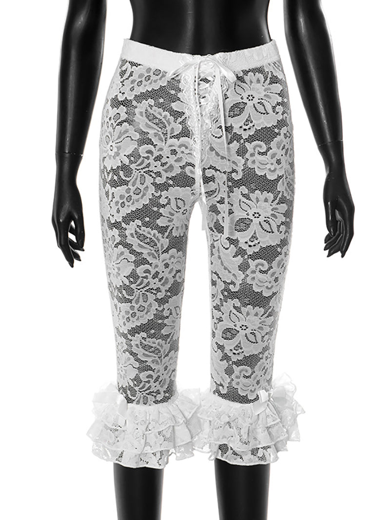 Sexy Lace See Through Casual Pants