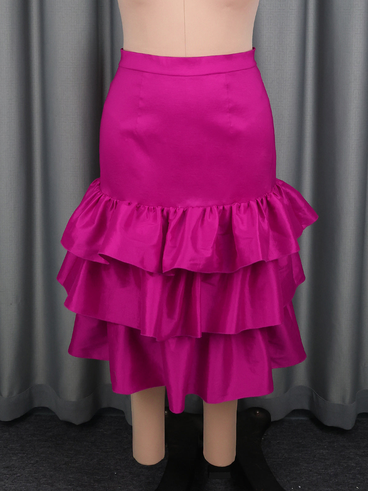 Fashion Plus Size Tiered Ruffles Cake Midi Skirt
