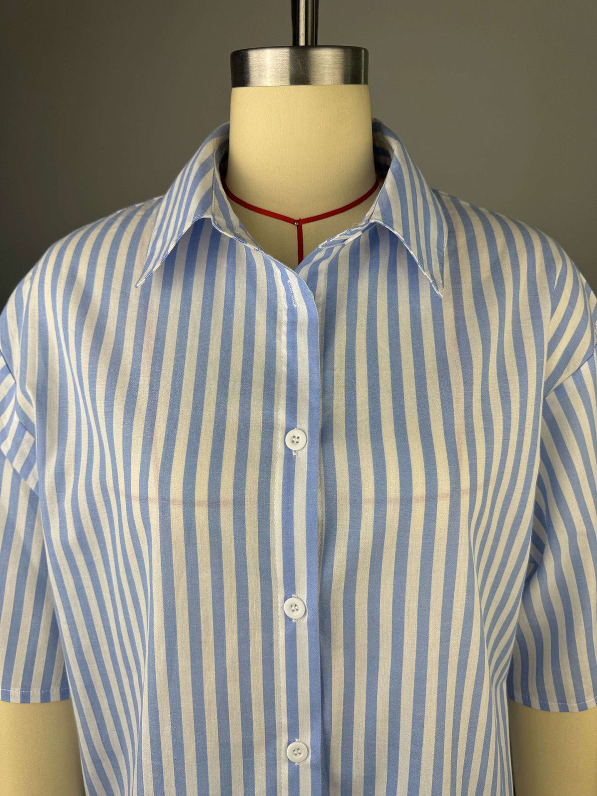 Casual Stripe Shirt High Waist Trousers Two Piece Set