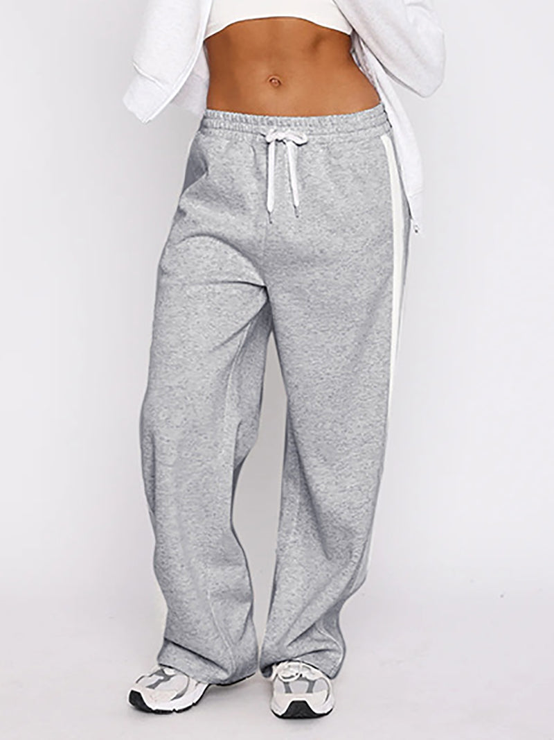 Contrast Side Seam Drawstring Waist Sports Pants