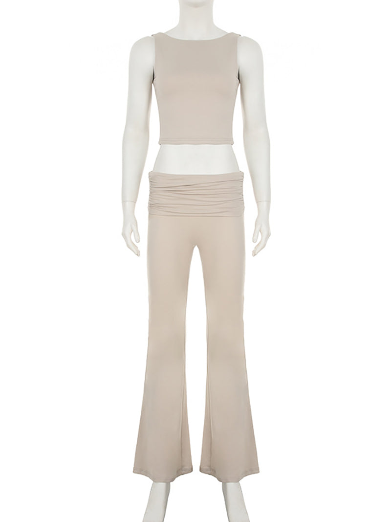 Sleeveless Backless Yoga Clothes Sports Two Piece Set