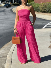 Fashion Summer Ruffled Strapless Tube Jumpsuit