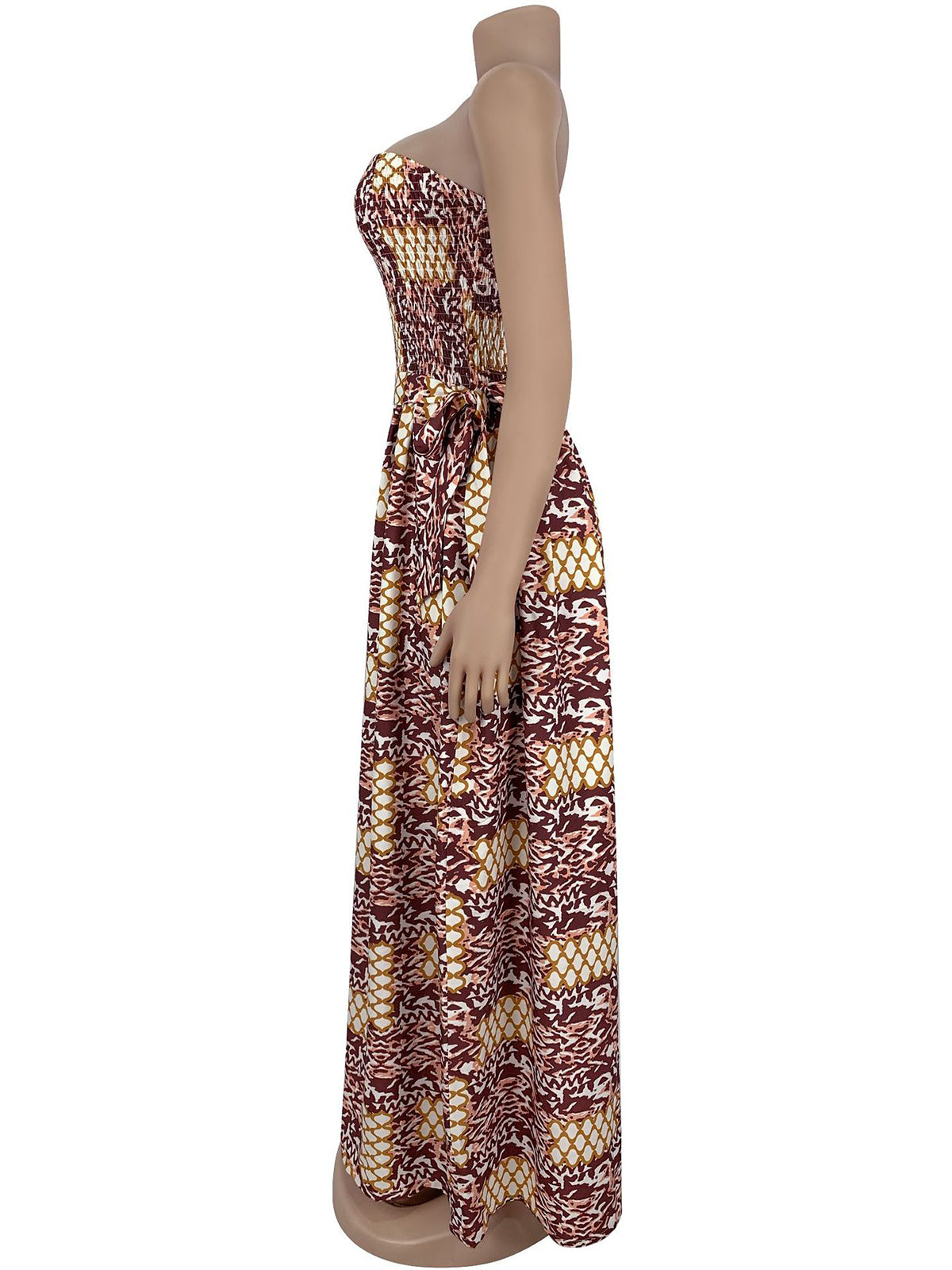 Sexy Print Backless Strapless Wide Leg Jumpsuit