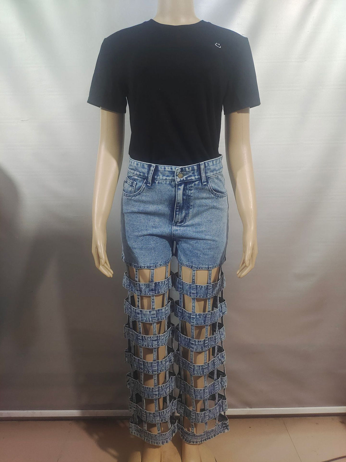 Sexy Cut Out Straight Leg Jeans