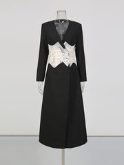 Fashion V Neck Embroidered Mesh Coat