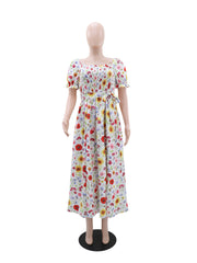 Fashion Square Collar Floral Print Holiday Casual Dress