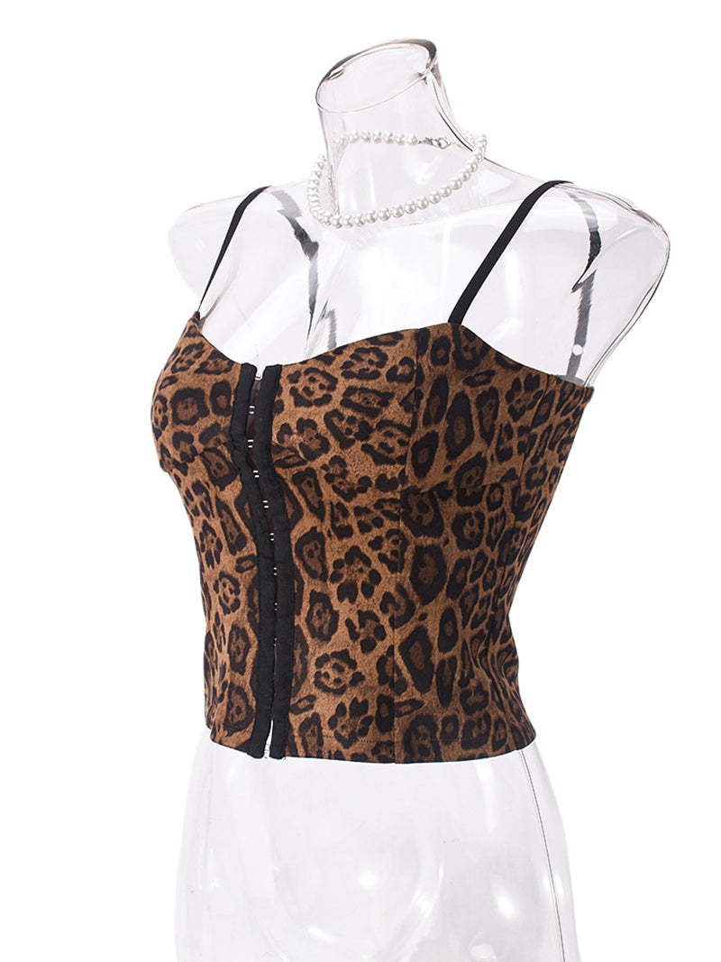 Leopard Print Drill Shaper Corset Vest