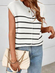 Fashion Stripe Sleeveless Knit Vest Top