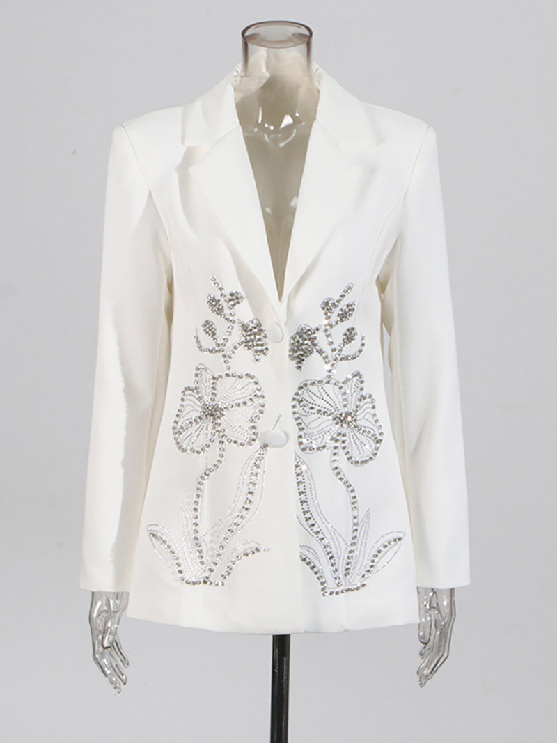 Fashion Rhinestone Single-breasted Slim Blazer