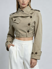 Double Breasted Belted Trench Jacket-boutique