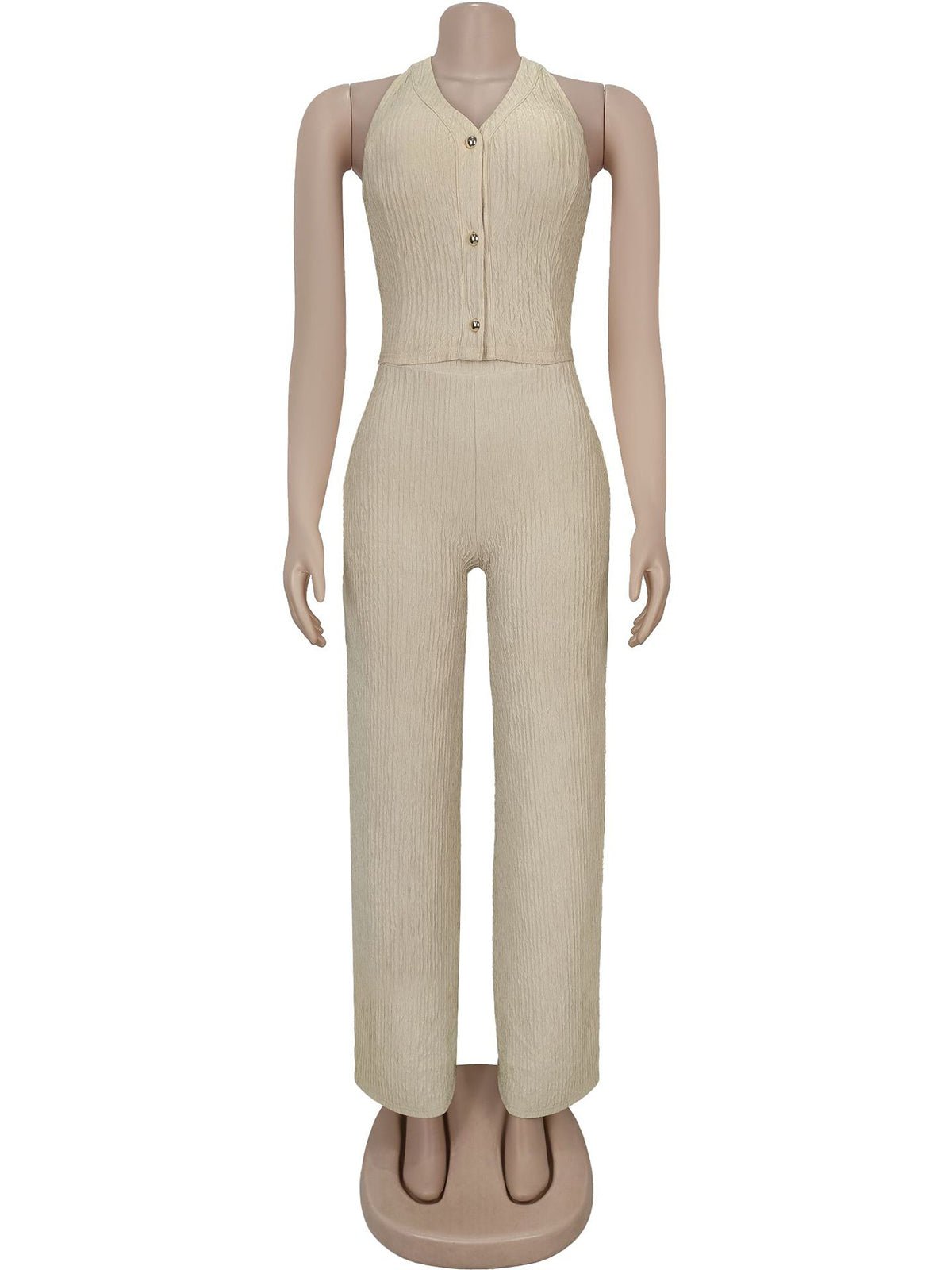 Casual Halter Sleeveless Bandage Trousers Two Piece Set