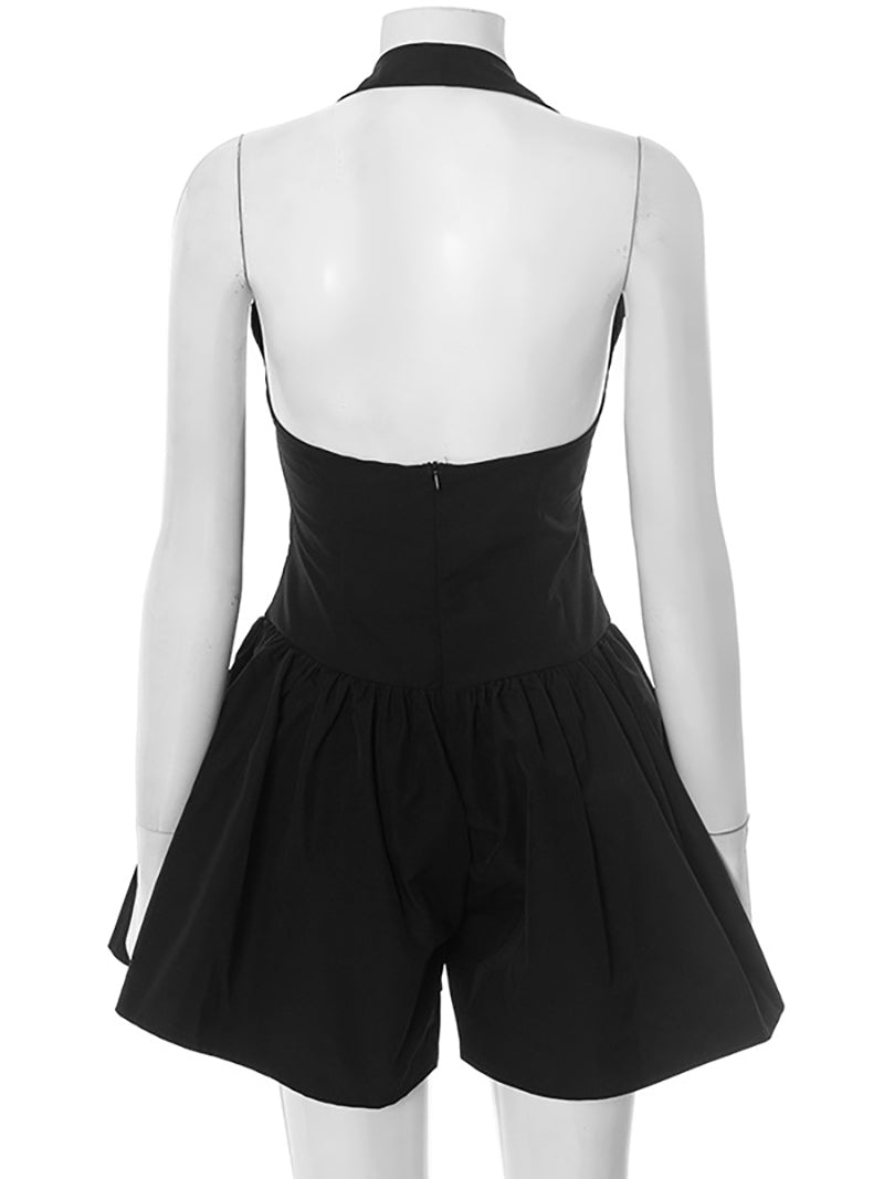 Sexy Halter Backless Ruffle Romper