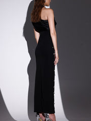 One Shoulder Rhinestone Slim Party Dress