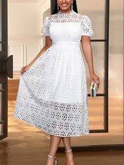 Fashion Lace Bubble Sleeve Dress