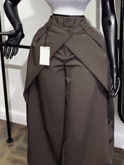 High Waist Draped Wide Leg Pants