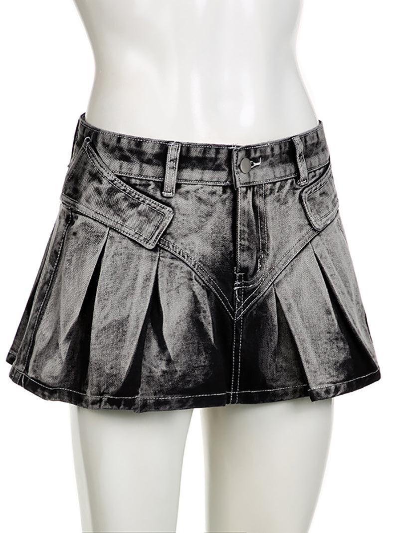 Mid-Waist Women‘s Jeans Short Skirt