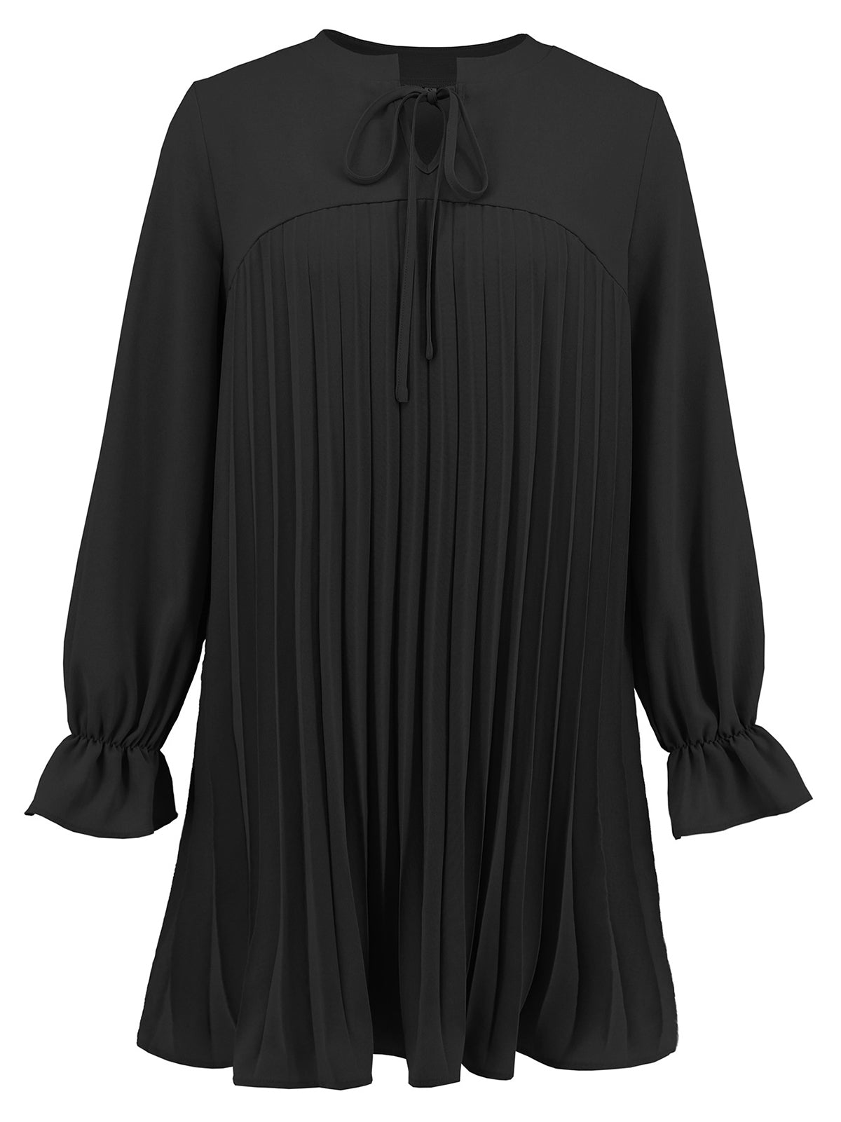 Casual Long Sleeve Solid Elegant Pleated Loose Dress