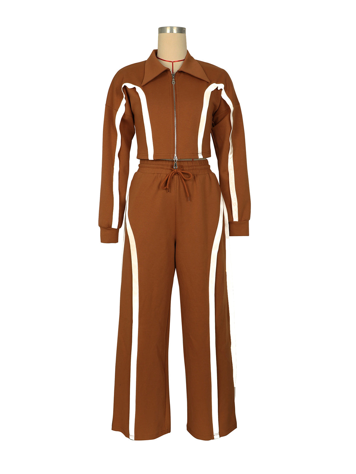 Casual Stripe Long Sleeve Tracksuits Two Piece Set