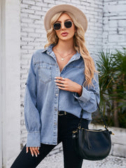 Snap Button Washed Denim Shirt