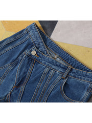 Casual Oblique Waist Spliced Jeans