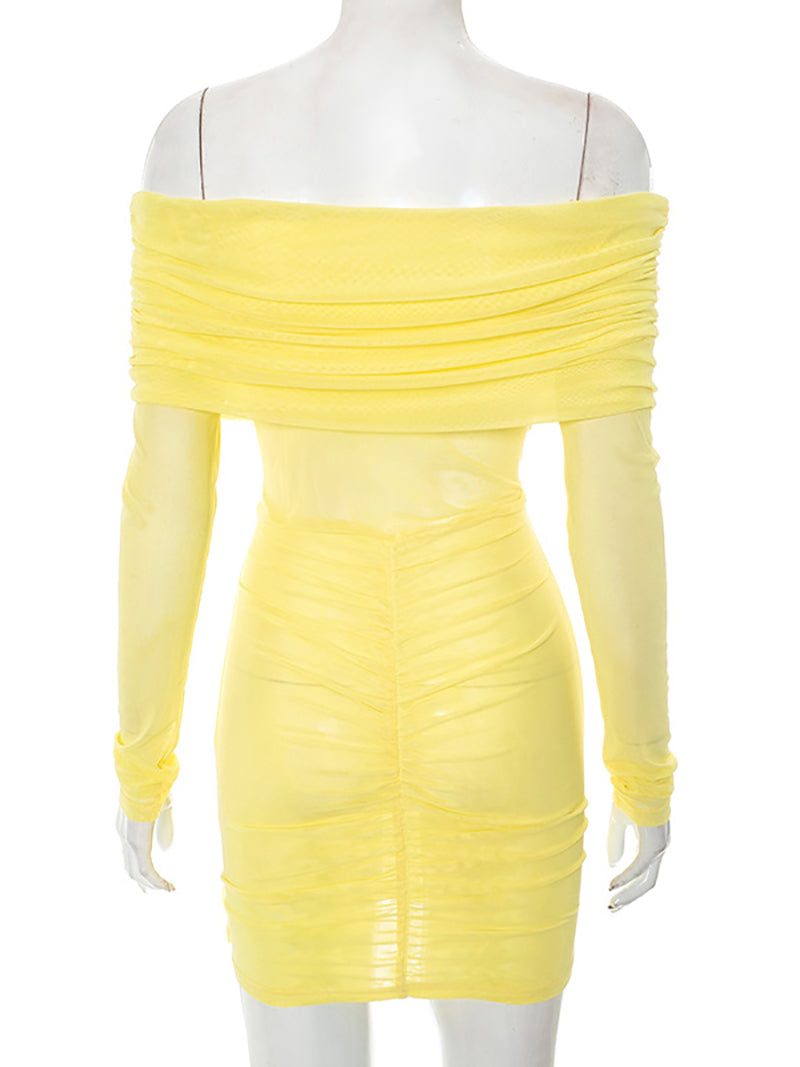 Sexy Off Shoulder Ruched Bodycon Dress