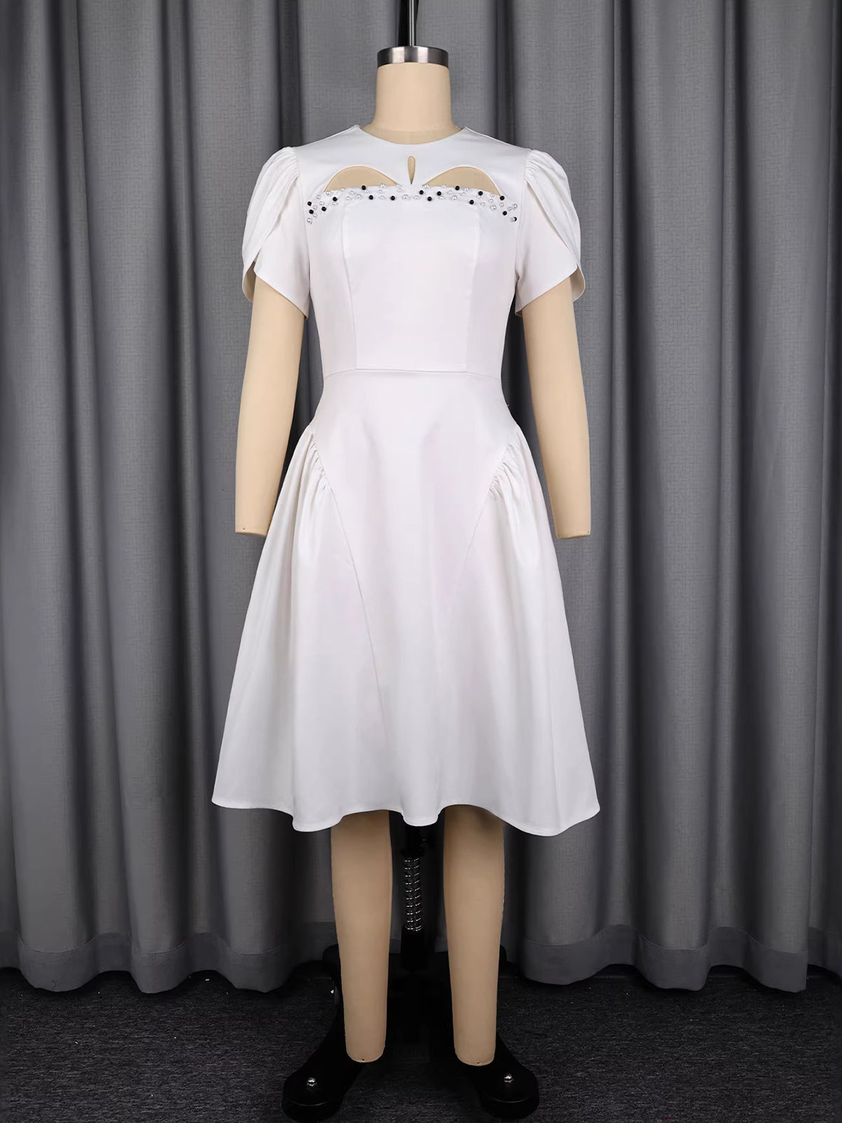 Elegant Puff Sleeve Cinched Waist Slim Party Dress