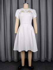 Elegant Puff Sleeve Cinched Waist Slim Party Dress