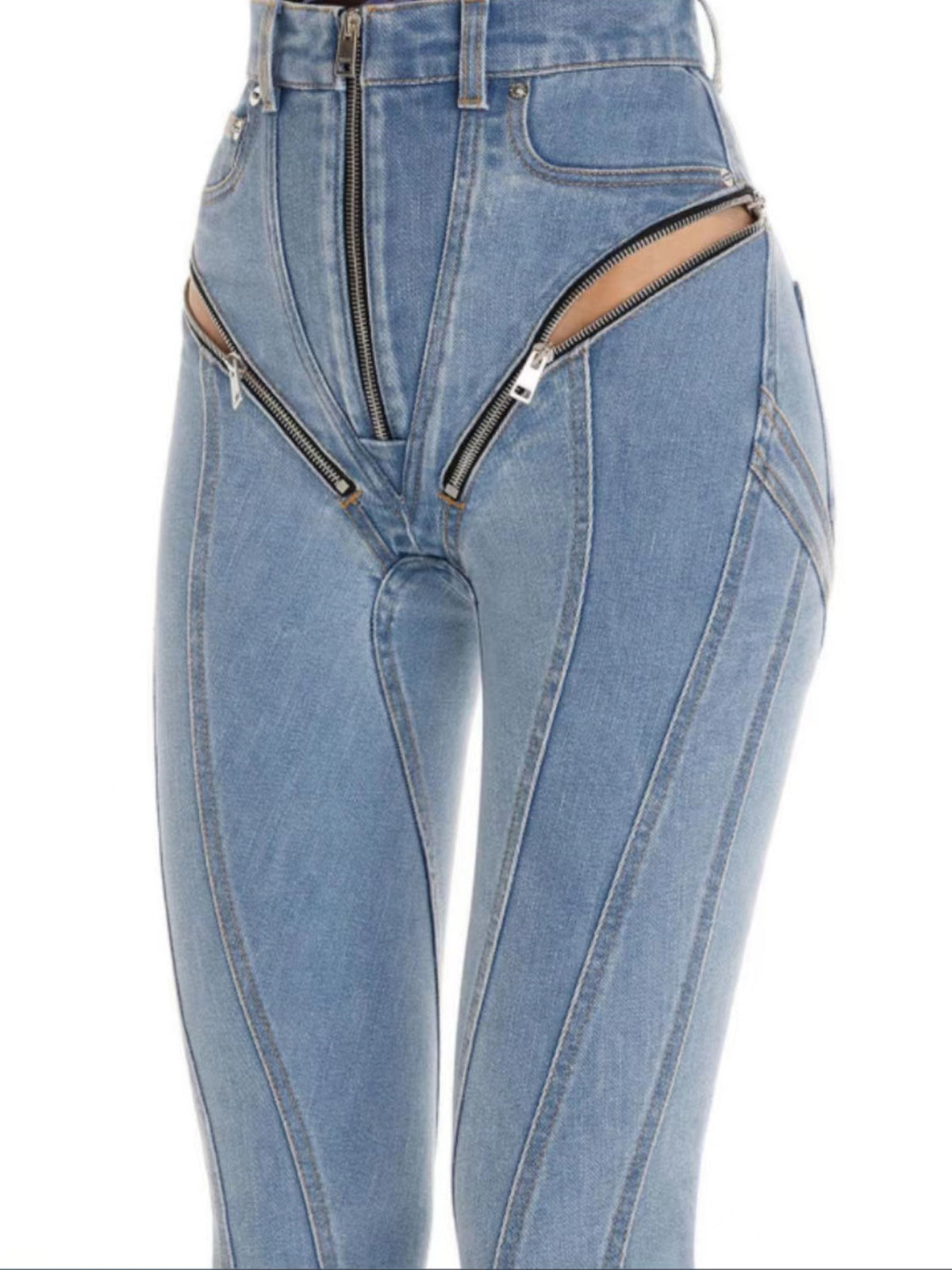 Fashion Zipper High Waist Skinny Jeans