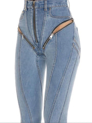 Fashion Zipper High Waist Skinny Jeans