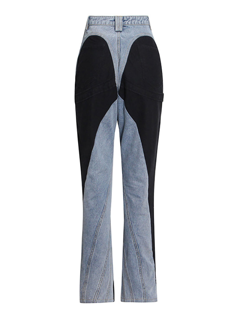 Fashion Patchwork Cropped Denim Jacket Jeans Set