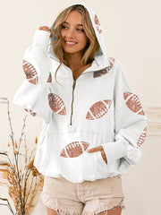 Fashion Sequin Rugby Half Zip Hoodie