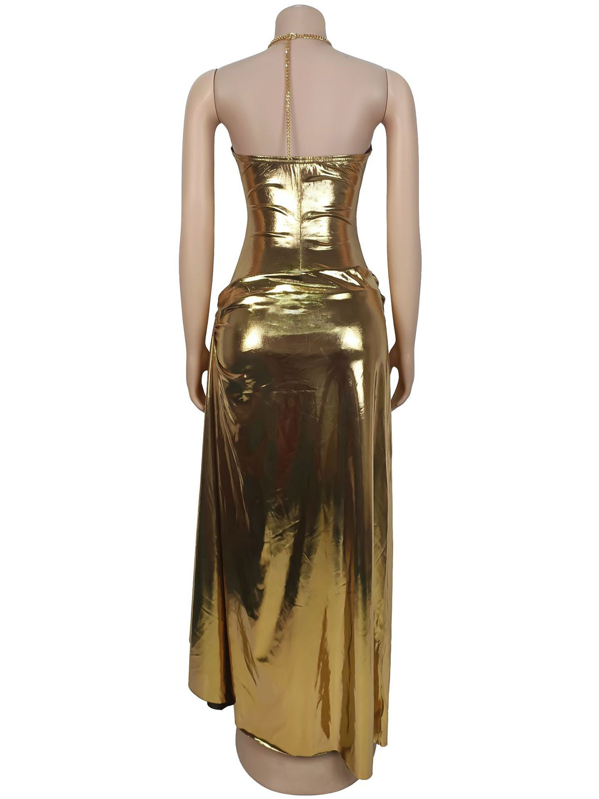 Sexy Halter Hollow Out Ruched Maxi Dress