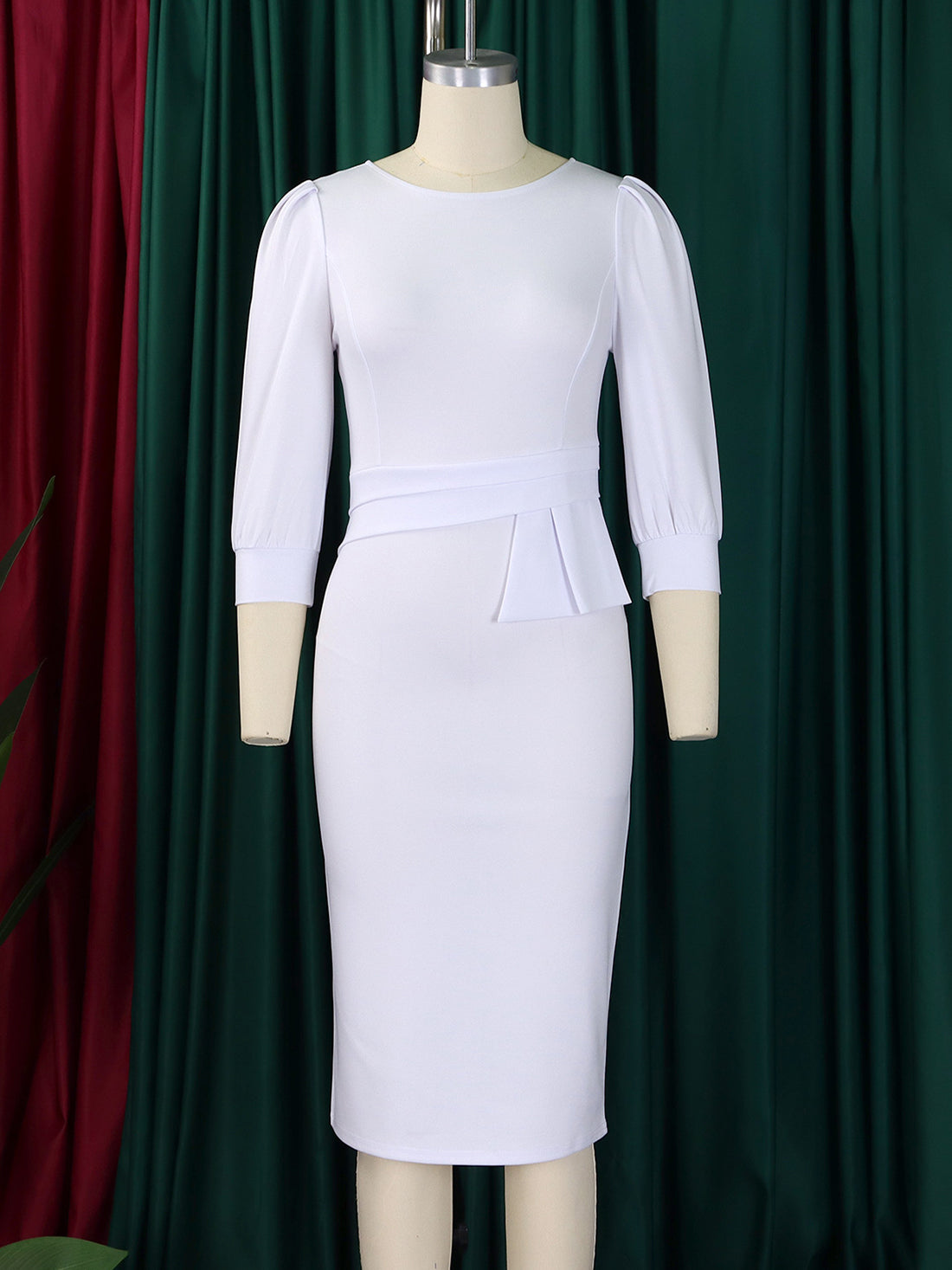 Elegant O-neck Half Sleeve Slim Office Dress