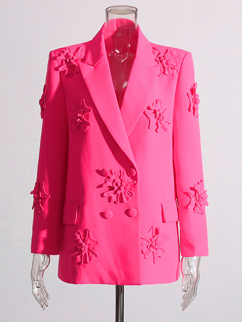 Fashion Floral Embellished Slim Blazer