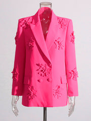 Fashion Floral Embellished Slim Blazer
