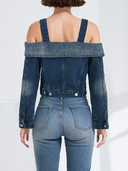 Fashion Off Shoulder Denim Jacket Coat